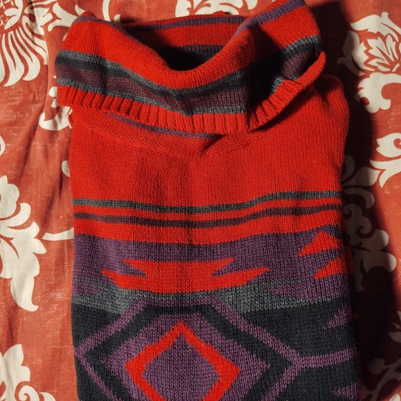 Ralph Lauren Red, Purple & Black Patterned Turtleneck Sweater - Picture 4 of 4